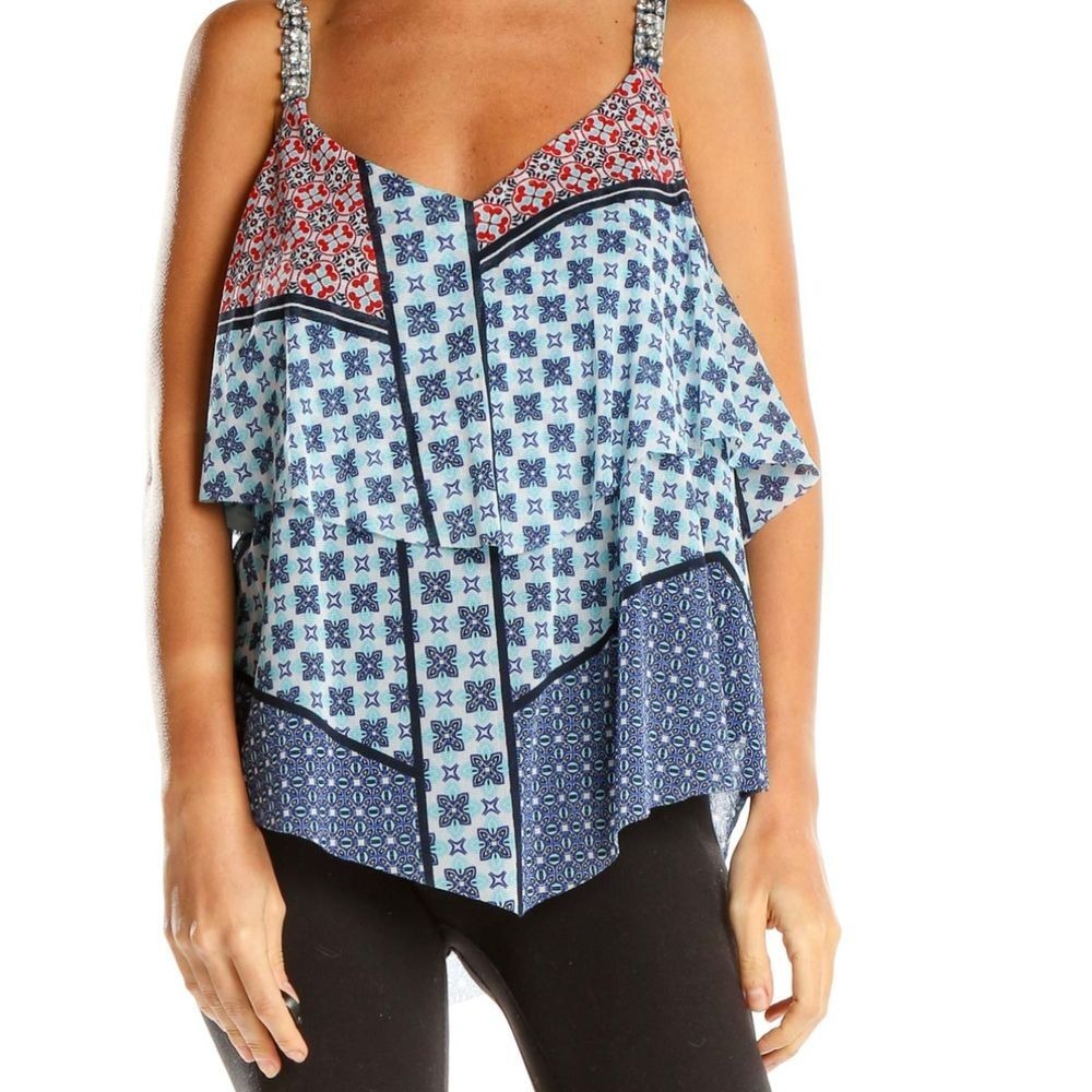INC International Concepts Floral Patchwork Layered Tank‎ Top Boho Chic